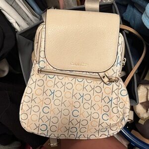 Calvin Klein Beige and Multicolor Women's Backpack